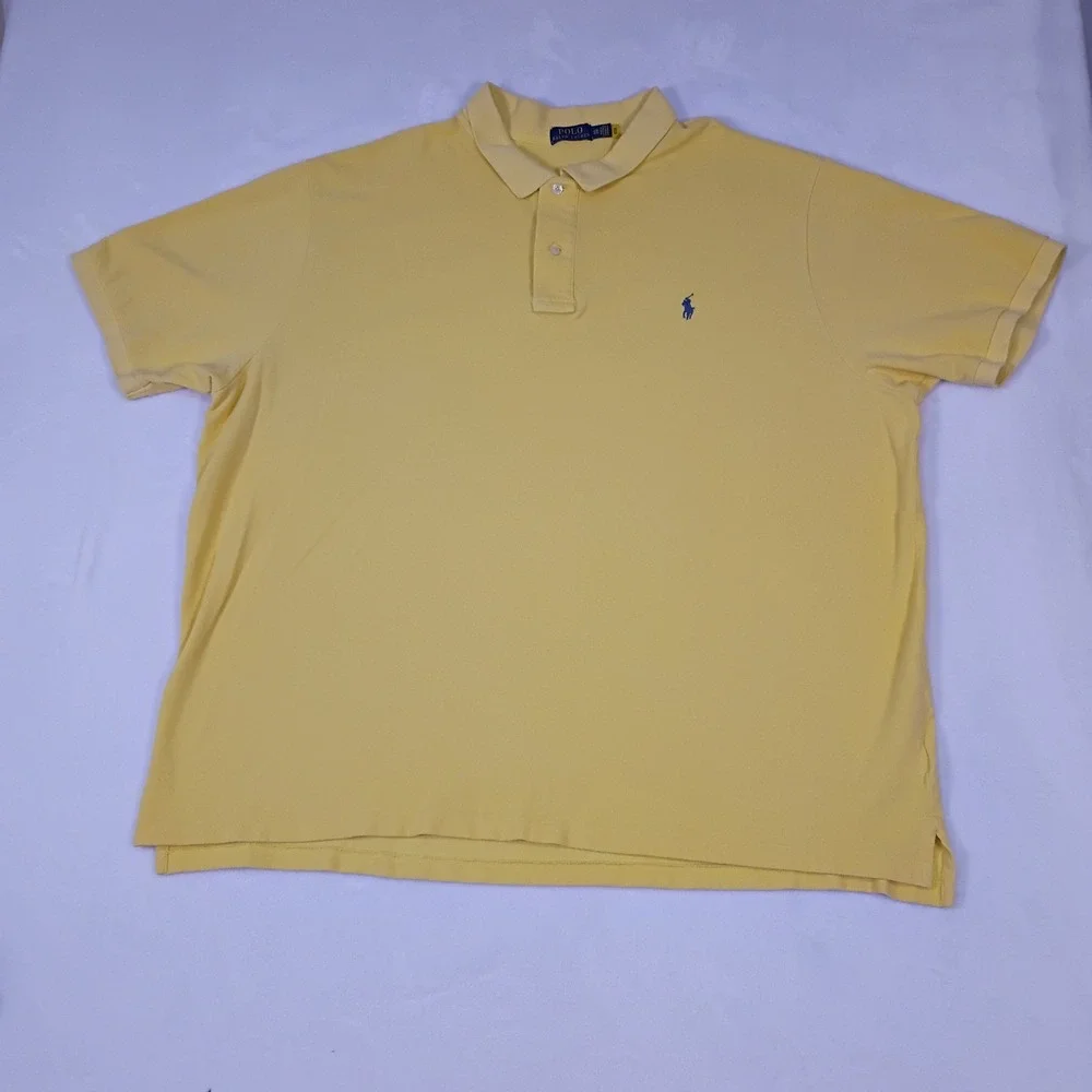 Polo Ralph Lauren Mens 4XB Yellow Short Sleeve Cotton Pique Pony Polo Shirt